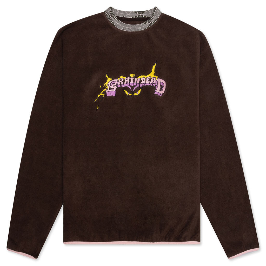 Evil Eyes Polar Fleece Mock Neck Shirt - Chocolate