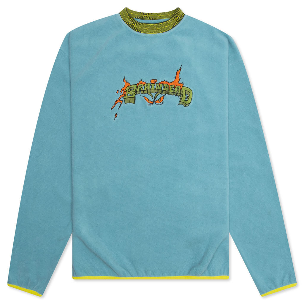 Evil Eyes Polar Fleece Mock Neck Shirt - Light Blue