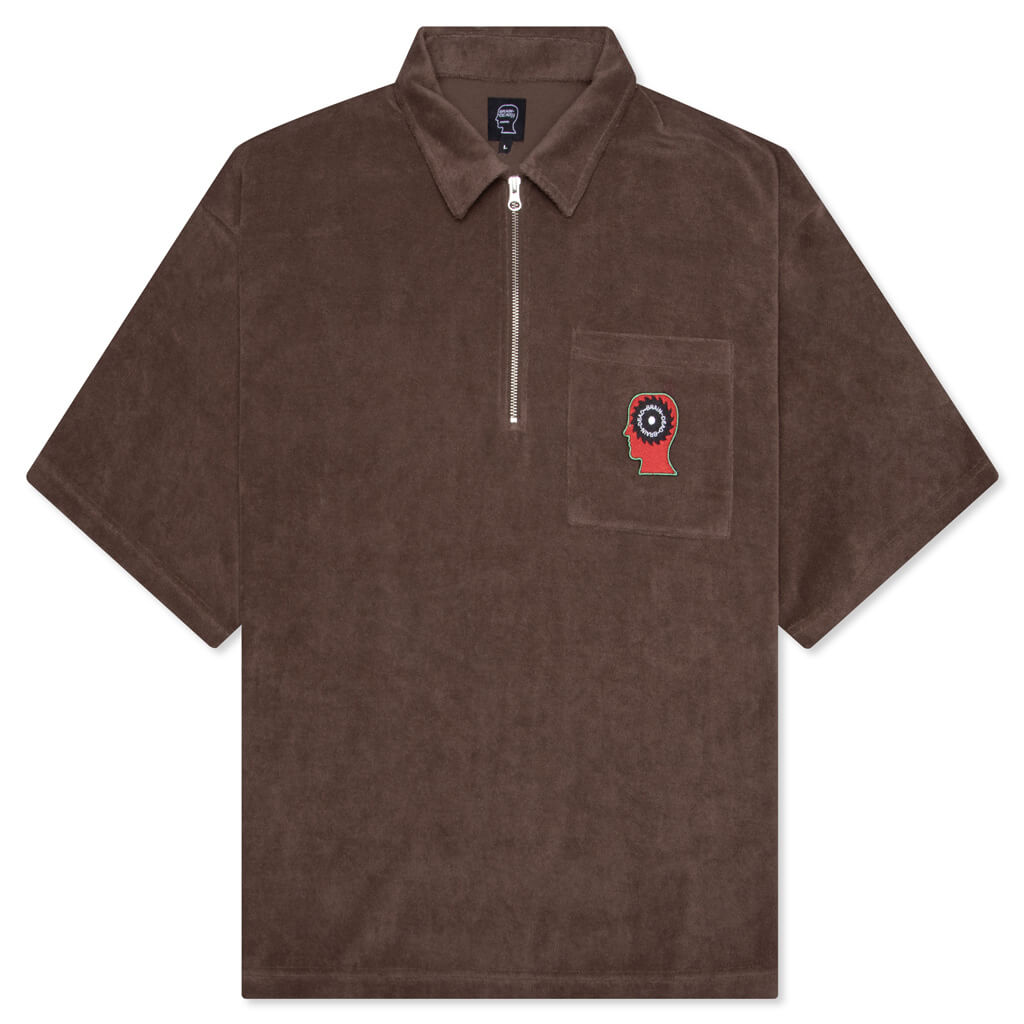 Half Zip Racing Shirt - Brown