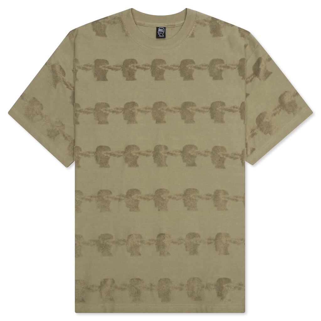 Lightning Head Textured Stripe T-Shirt - Tan