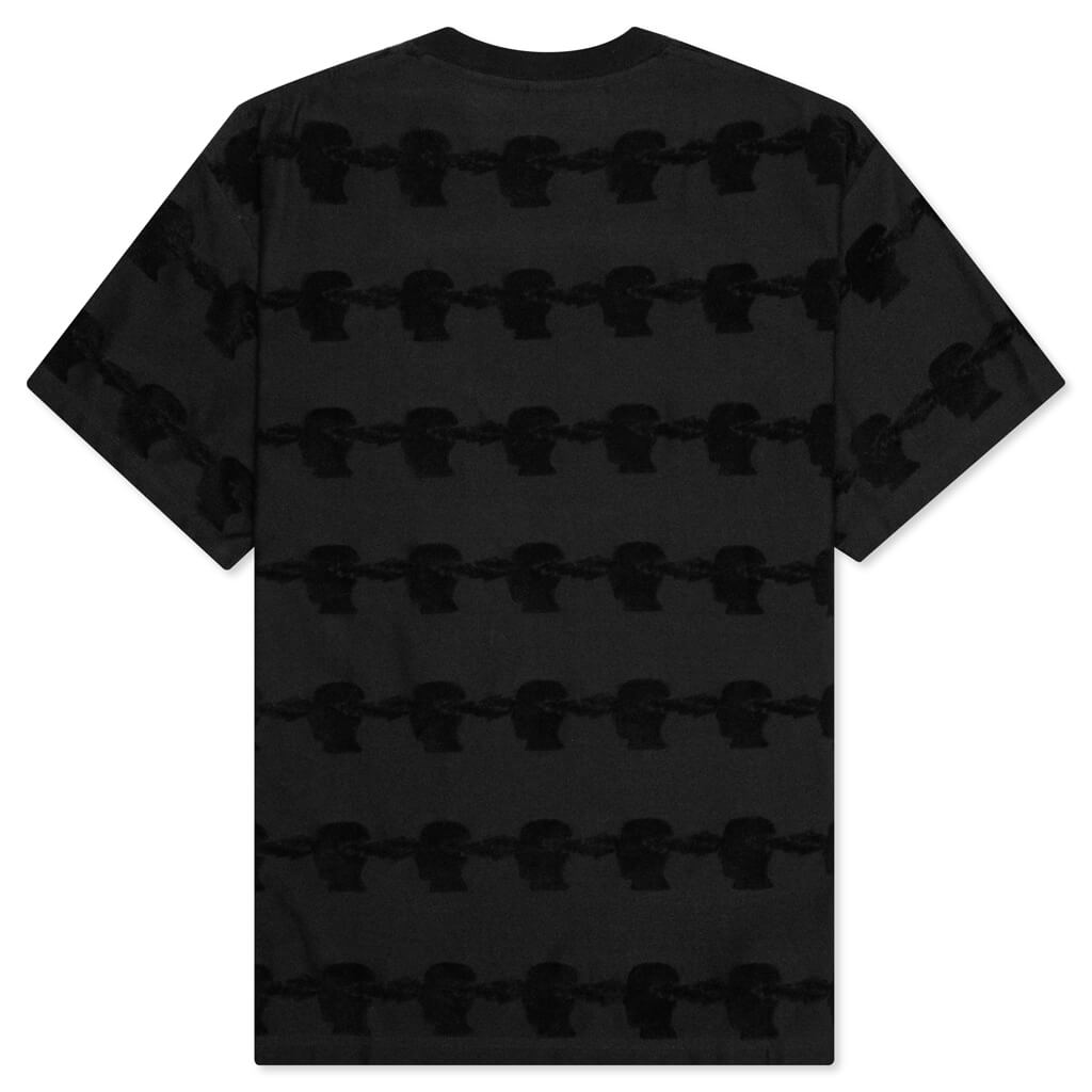 Lightning Head Textured Stripe T-Shirt - Washed Black