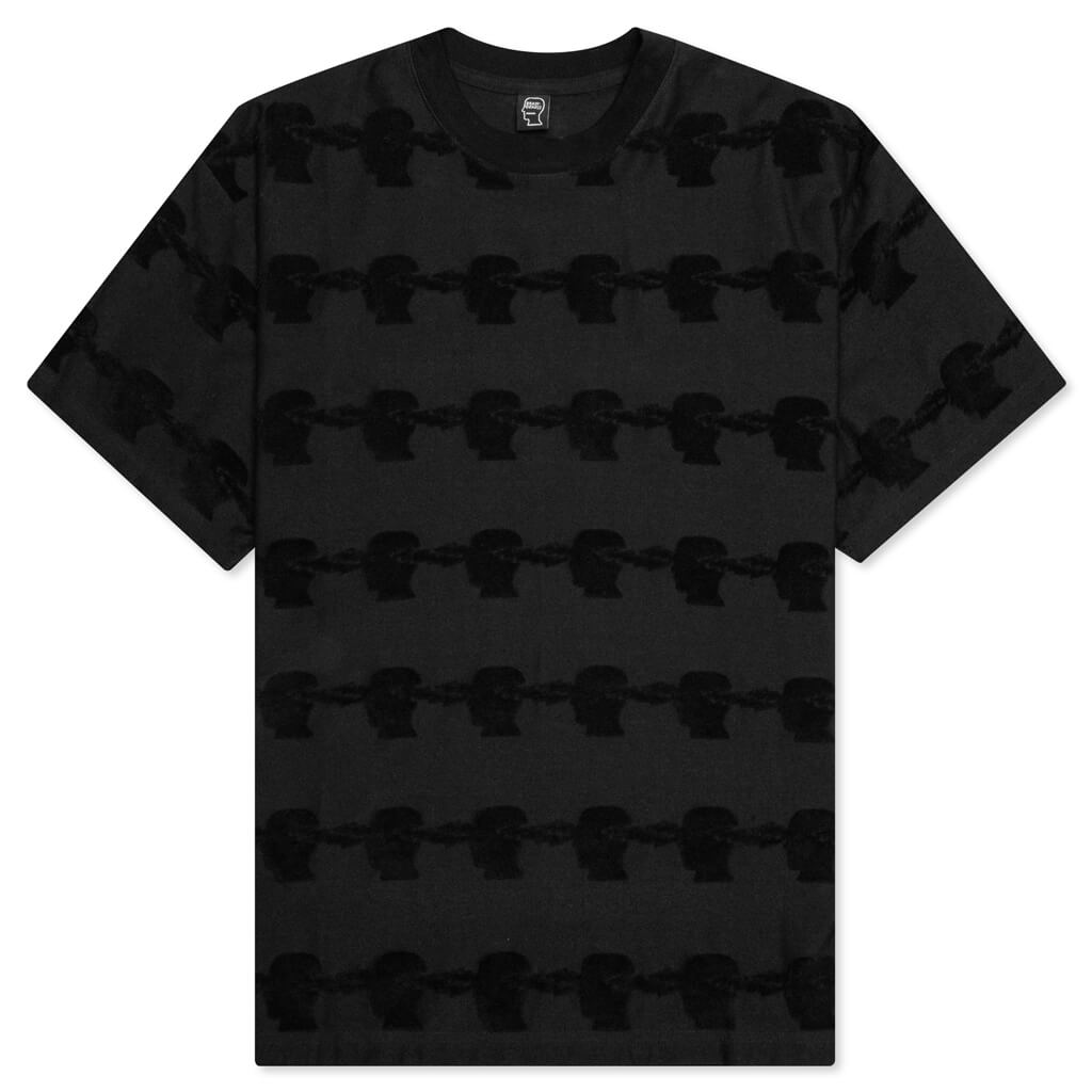 Lightning Head Textured Stripe T-Shirt - Washed Black