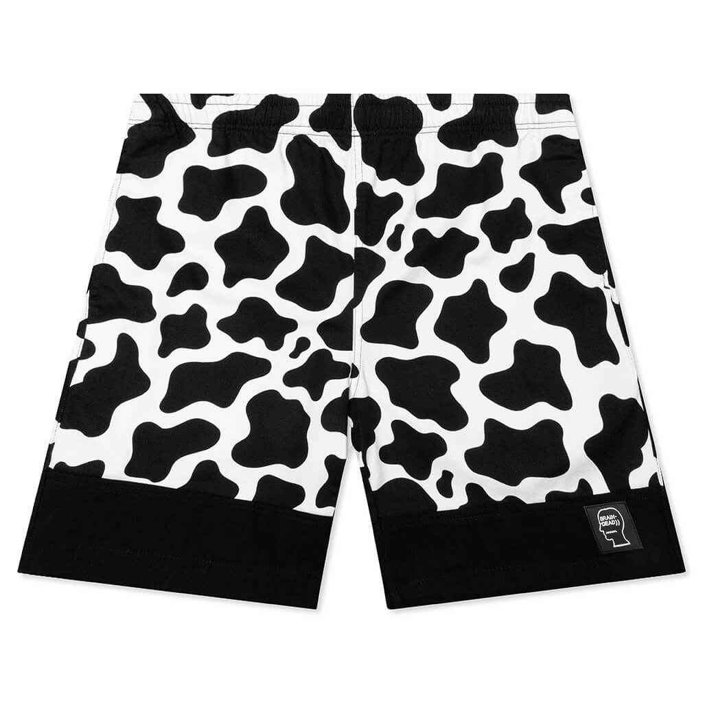 Paneled Cow Dress Short - Black