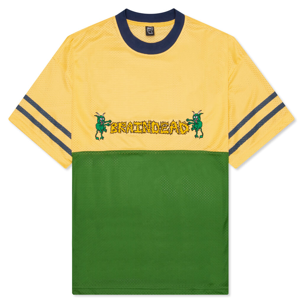 Paneled Football Mesh Shirt - Yellow