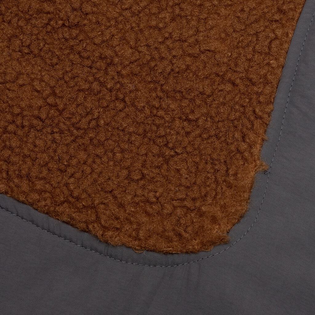 Paneled Sherpa Full Zip Jacket - Brown