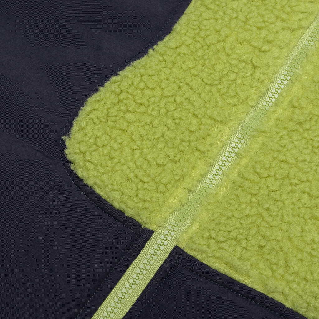 Paneled Sherpa Full Zip Jacket - Lime