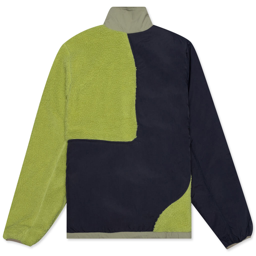 Paneled Sherpa Full Zip Jacket - Lime