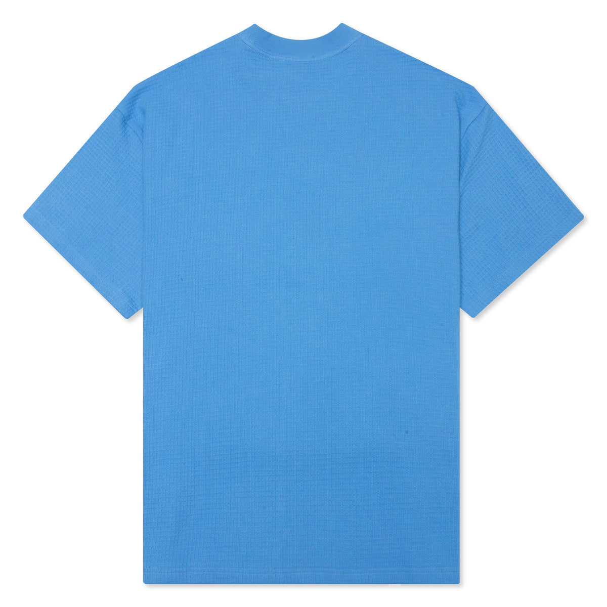 Waffle Knit Mockneck S/S Shirt - Blue