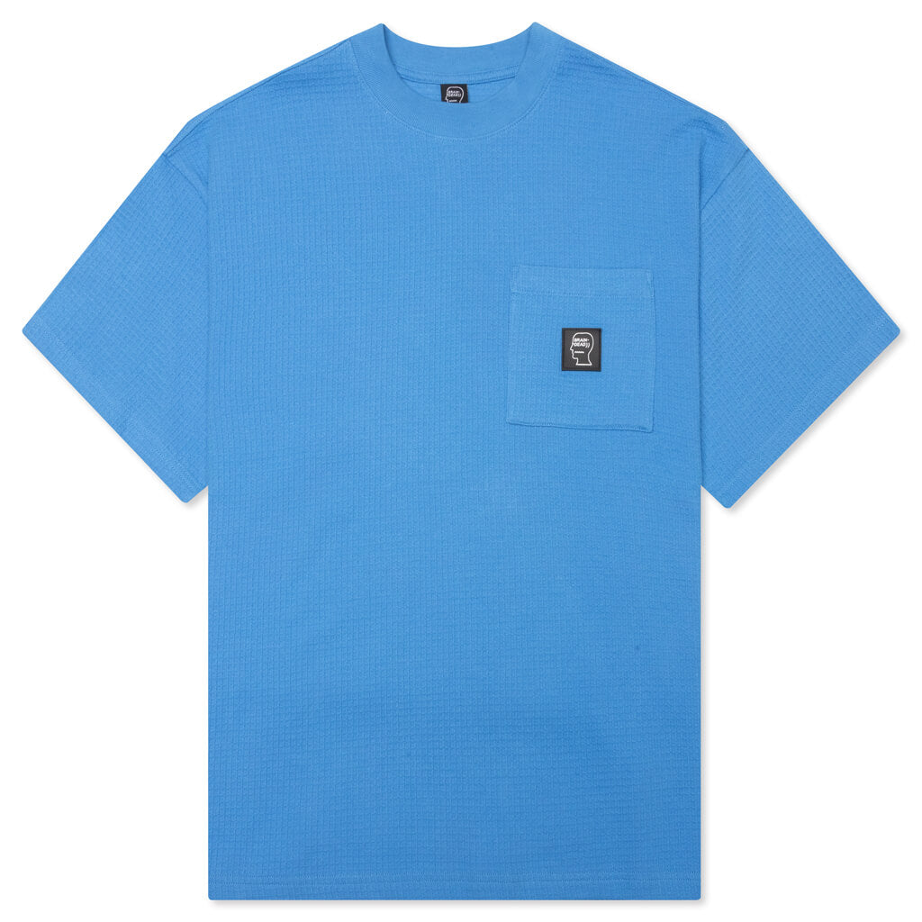 Waffle Knit Mockneck S/S Shirt - Blue