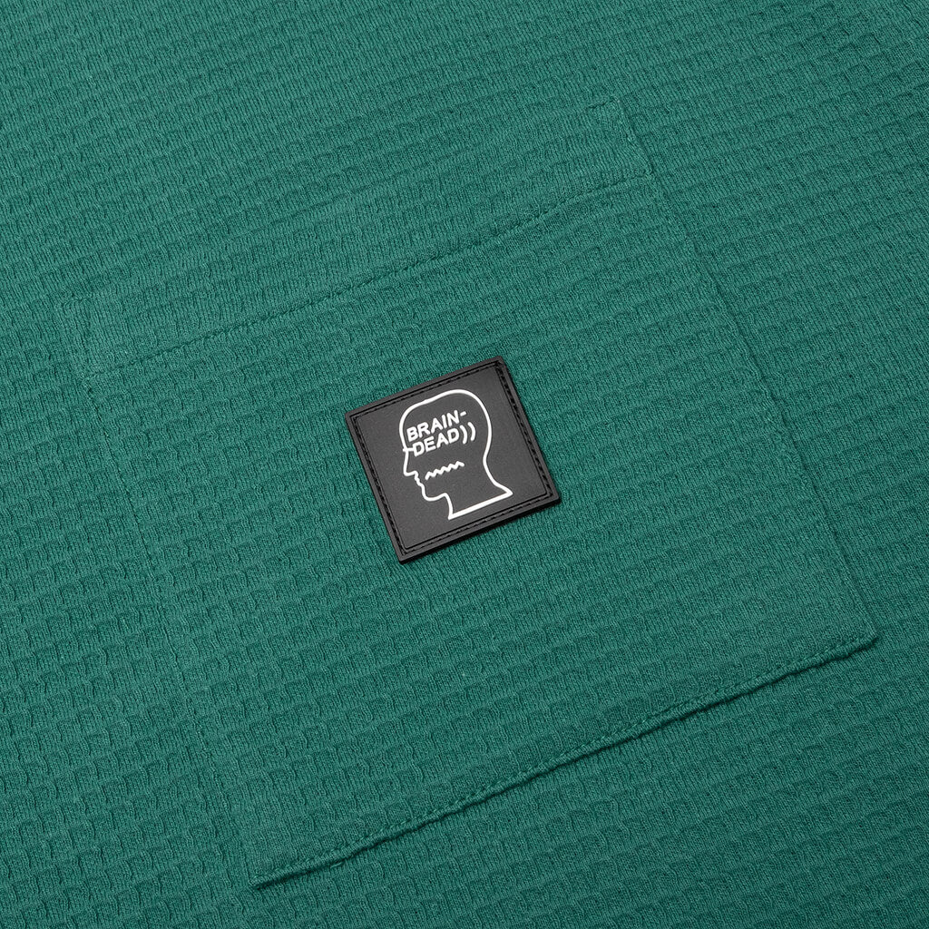 Waffle Knit Mockneck S/S Shirt - Green