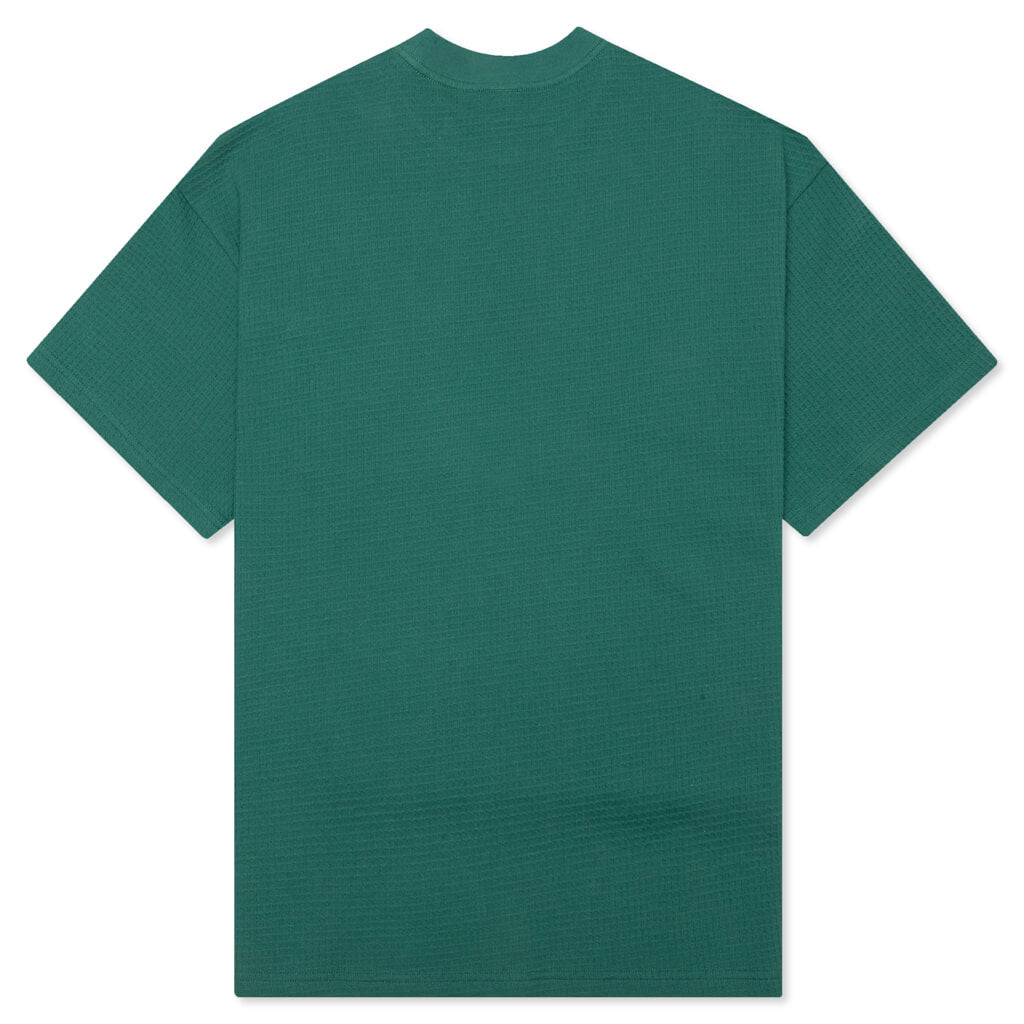 Waffle Knit Mockneck S/S Shirt - Green