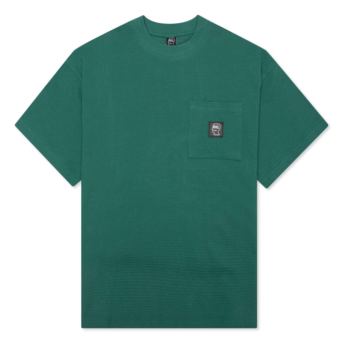Waffle Knit Mockneck S/S Shirt - Green