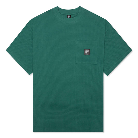Waffle Knit Mockneck S/S Shirt - Green