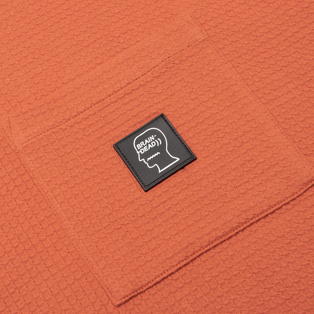 Waffle Knit Mockneck S/S Shirt - Orange