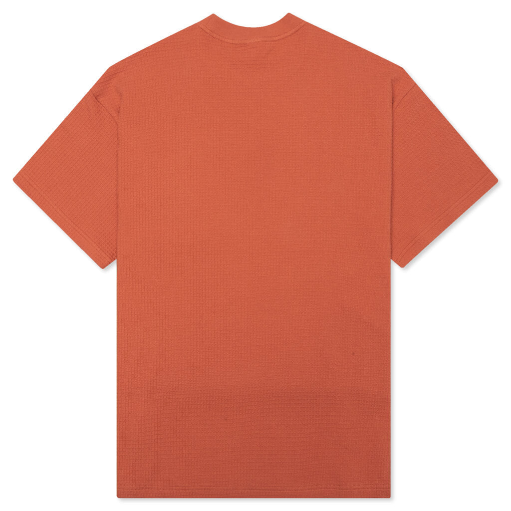 Waffle Knit Mockneck S/S Shirt - Orange
