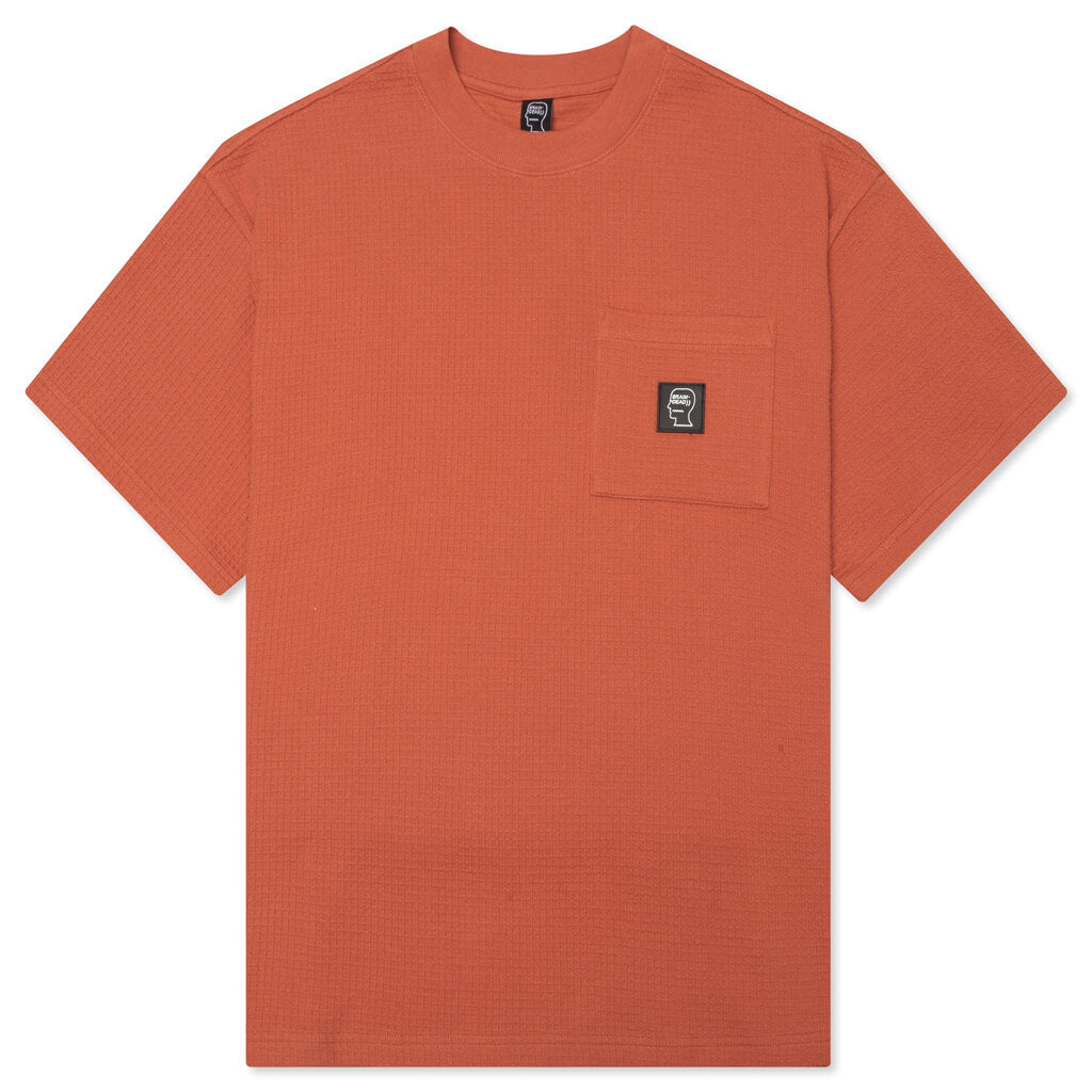 Waffle Knit Mockneck S/S Shirt - Orange