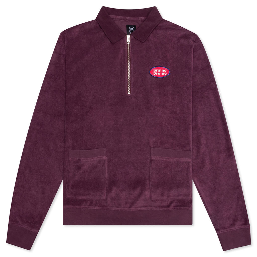 Wing It Half Zip Terry Polo - Burgundy