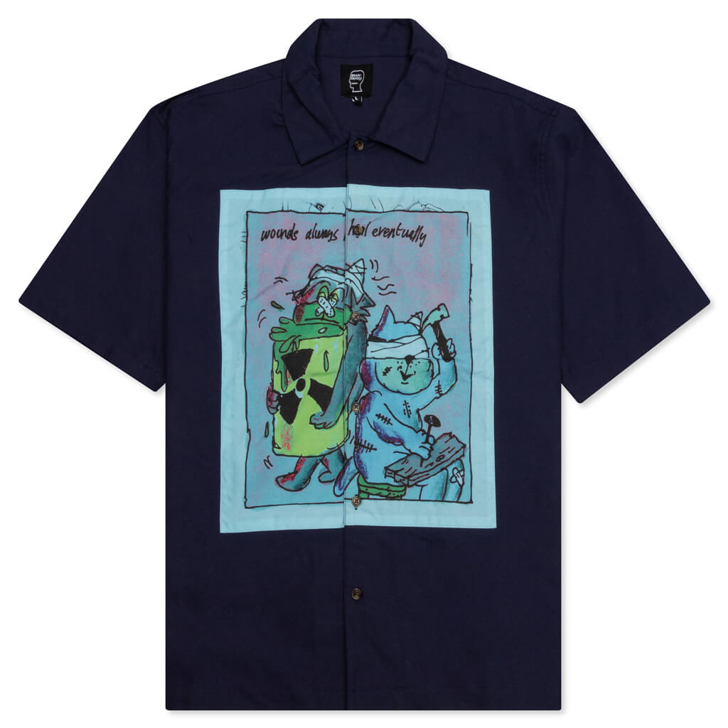 Wounds Heal S/S Button Up Shirt - Navy