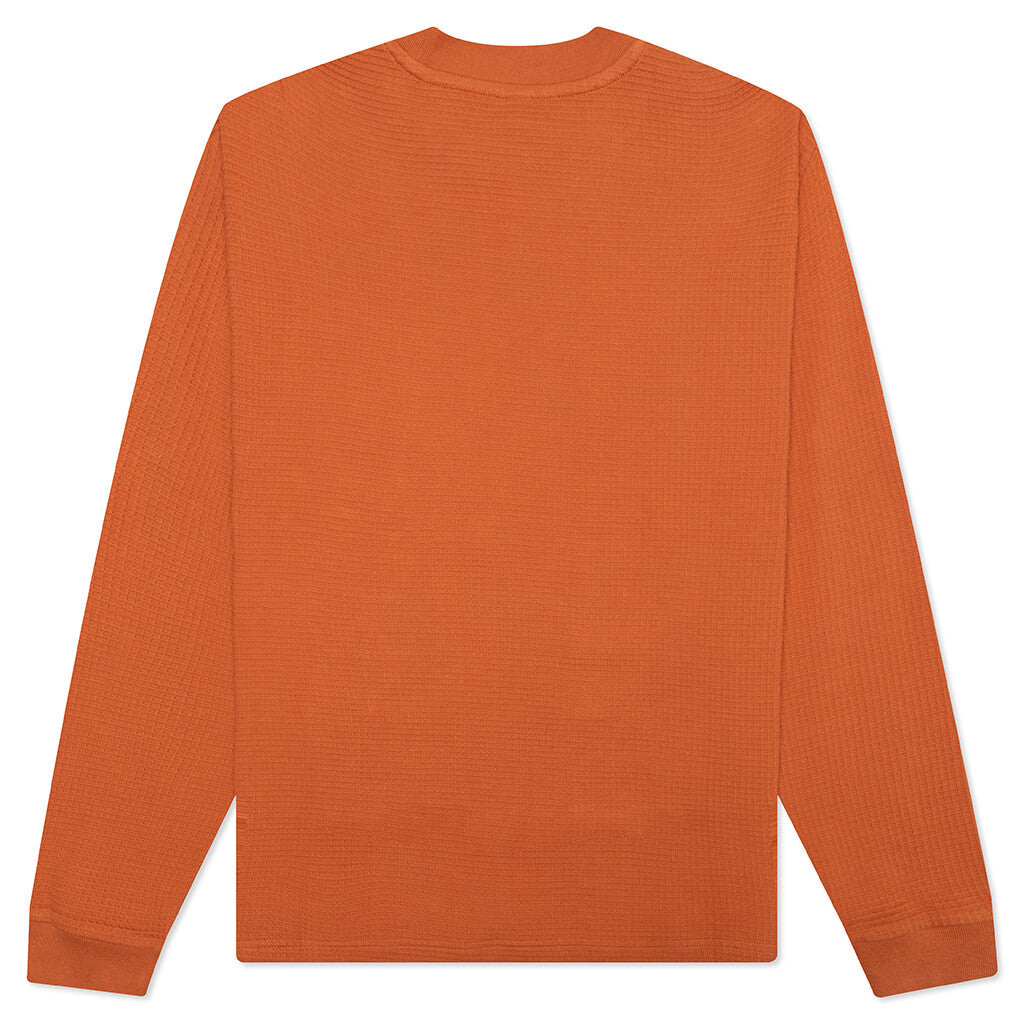 Core Mock Neck Waffle Long Sleeve - Terracotta