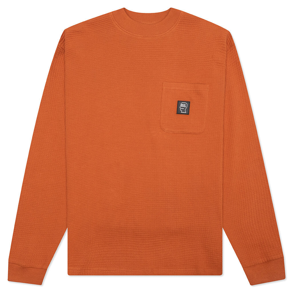 Core Mock Neck Waffle Long Sleeve - Terracotta