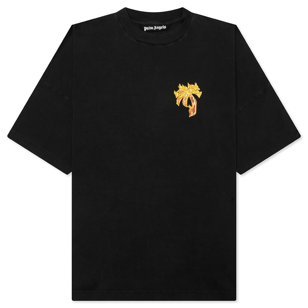 Burning Palm Over Tee - Black/Gold