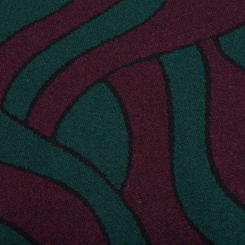 Distorted Waves Knitted Pullover - Pine Green