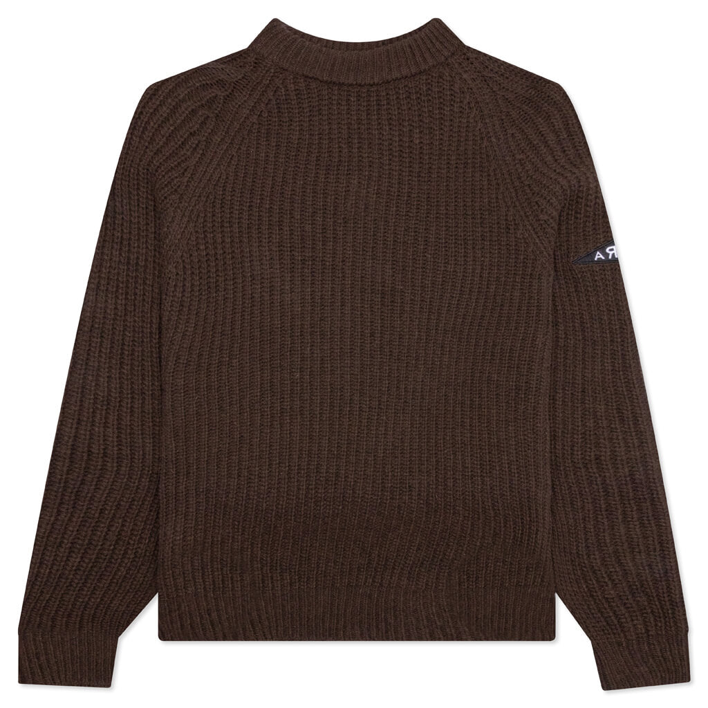 Mirrored Flag Logo Knitted Pullover - Chocolate