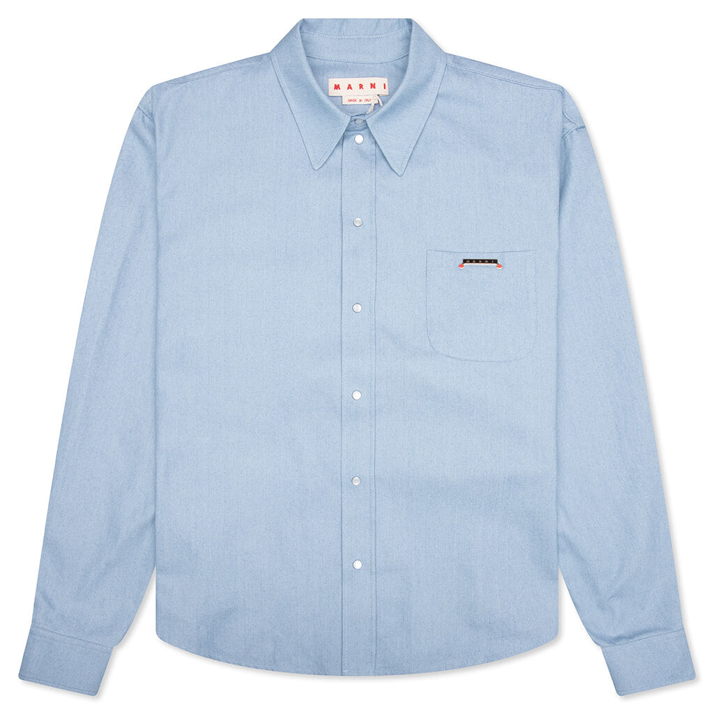 Blue Denim Shirt with Trunakaroo Plaque- Iris Blue