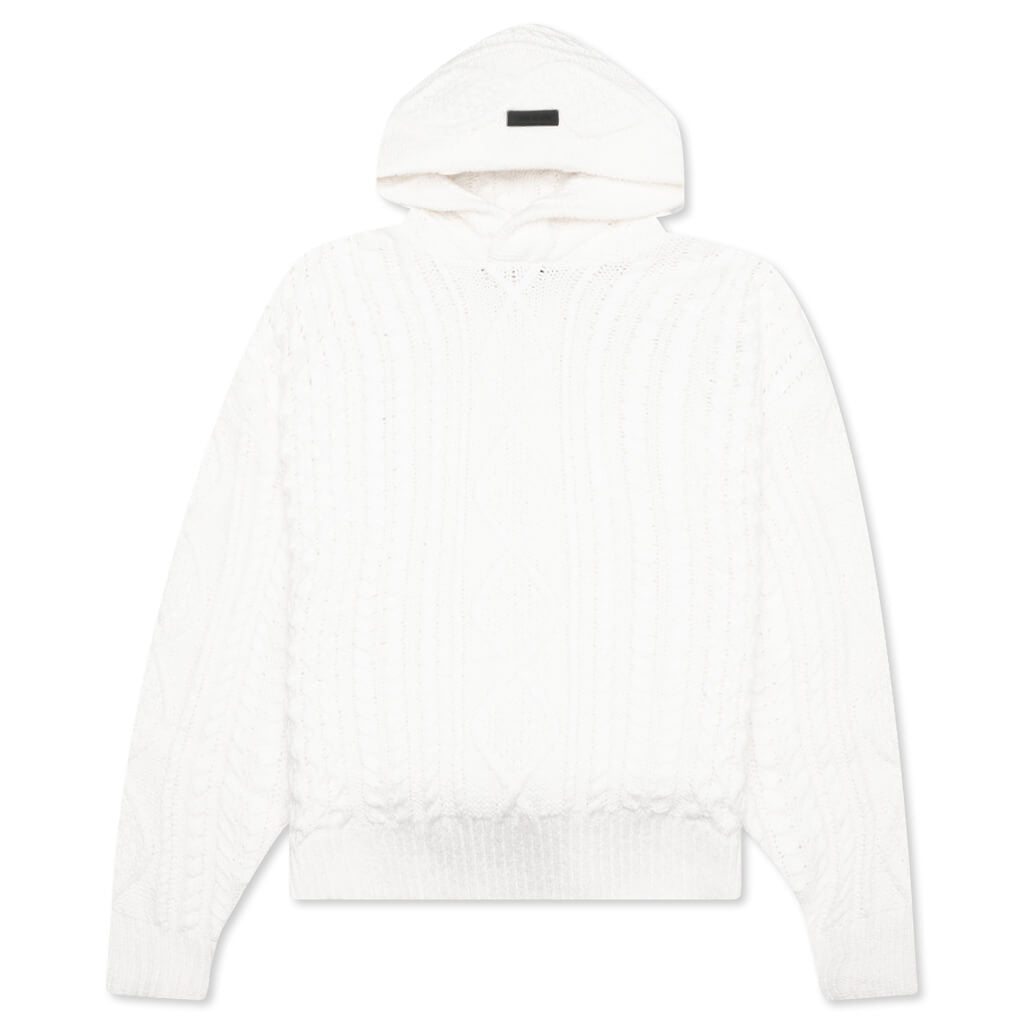 Cable Knit Hoodie - Cloud Dancer