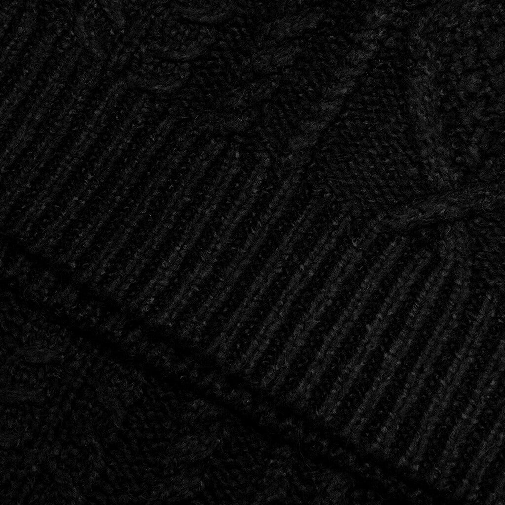 Cable Knit Hoodie - Jet Black
