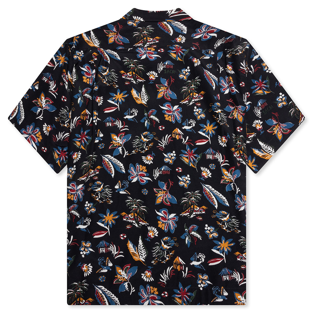 Car Race Tropical Print Shirt - Black/Tropical
