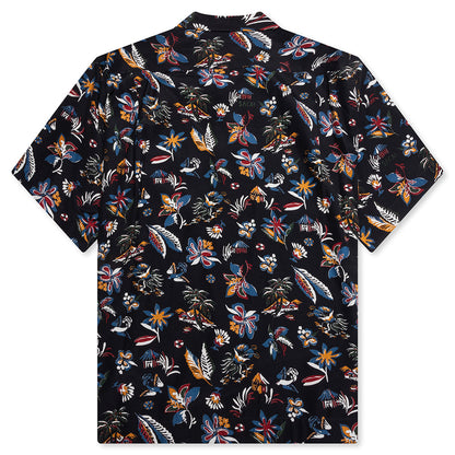 Car Race Tropical Print Shirt - Black/Tropical