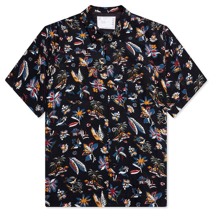 Car Race Tropical Print Shirt - Black/Tropical