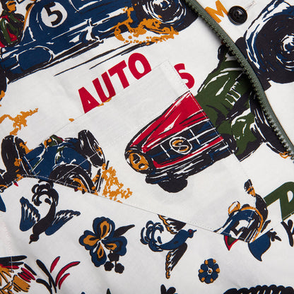 Car Race Tropical Print Shirt - Ivory