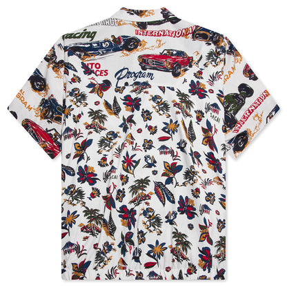 Car Race Tropical Print Shirt - Ivory