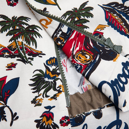Car Race Tropical Print Shirt - Ivory