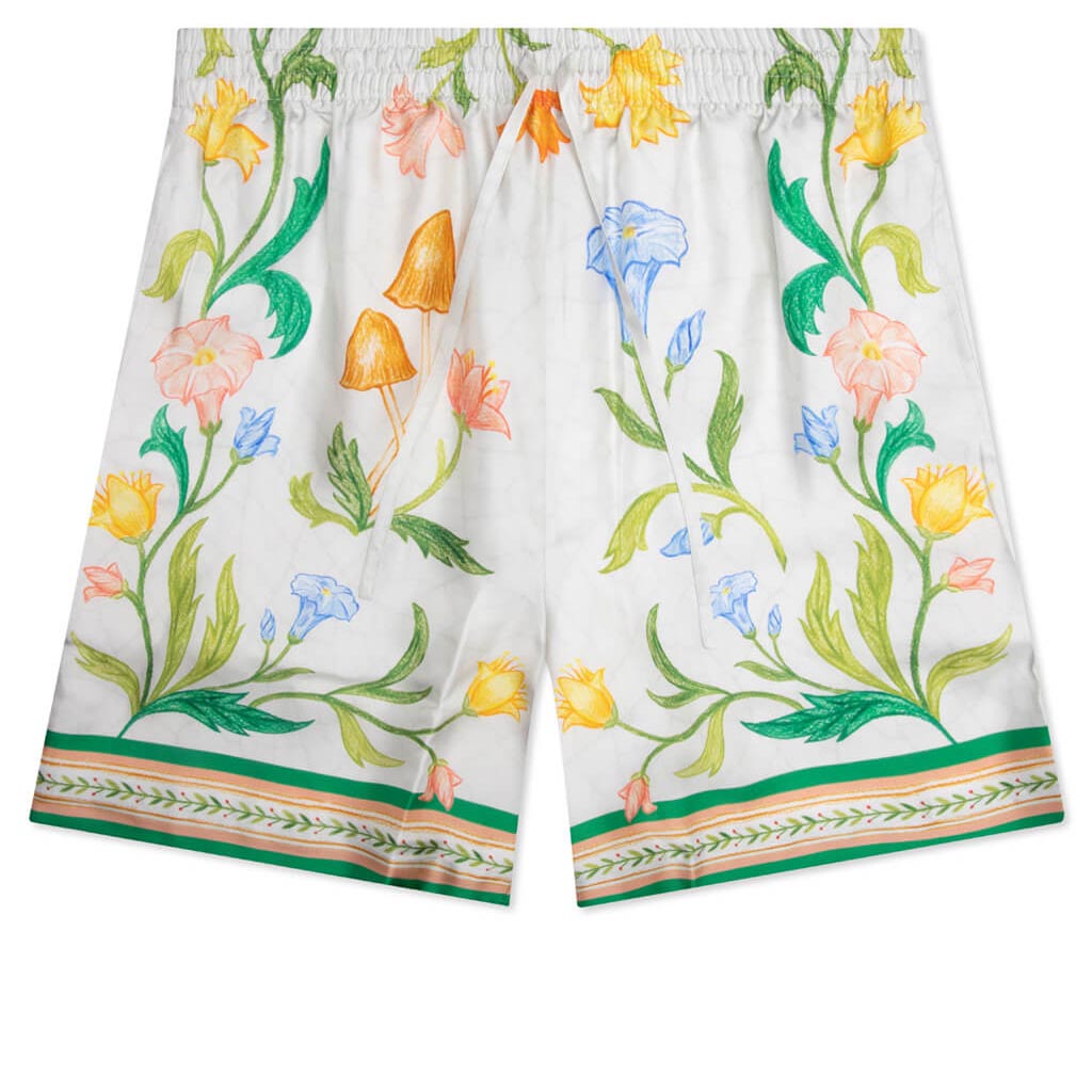 L'Arche Fleurie Silk Twill Shorts - Multi