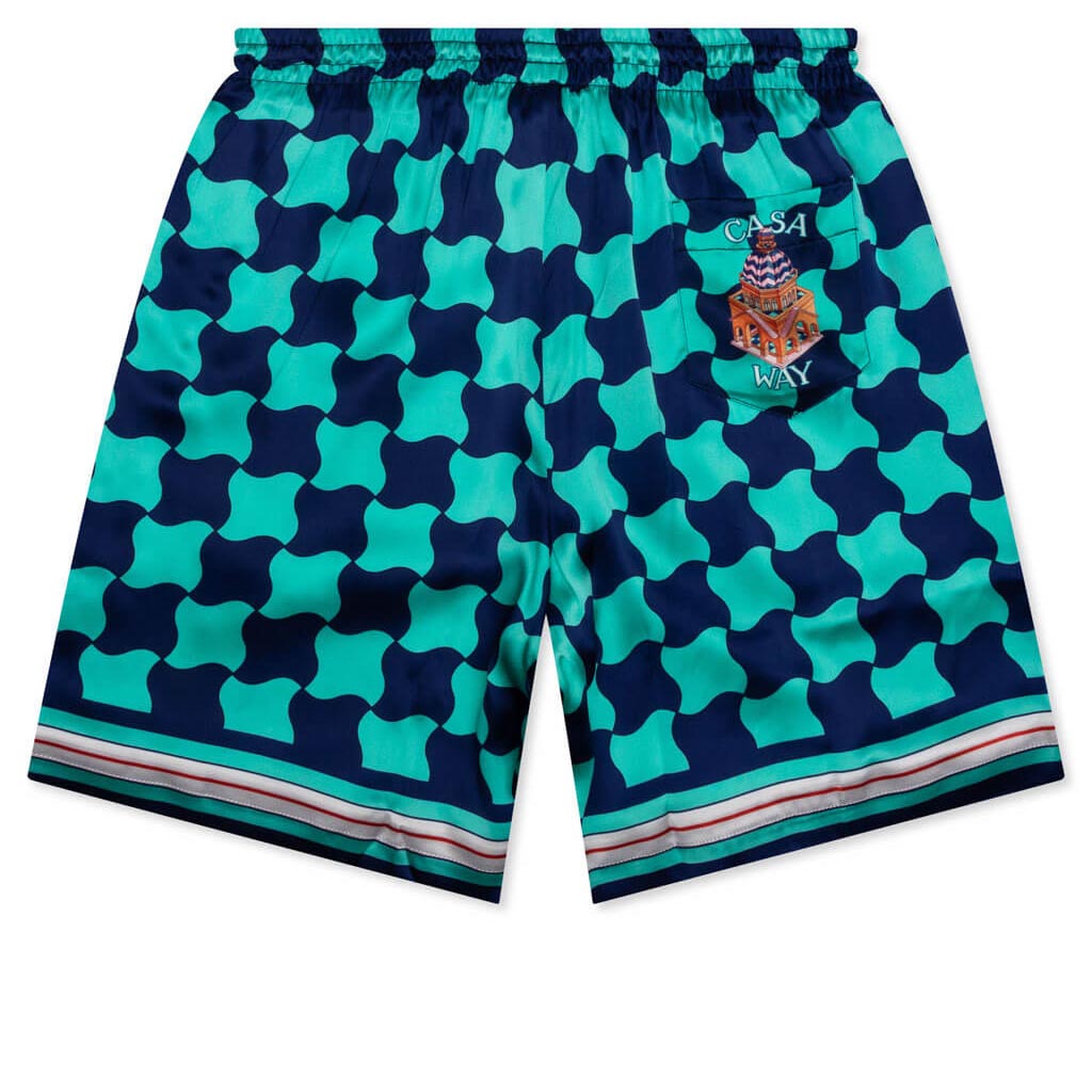 Pool Tile Silk Satin Shorts - Multi