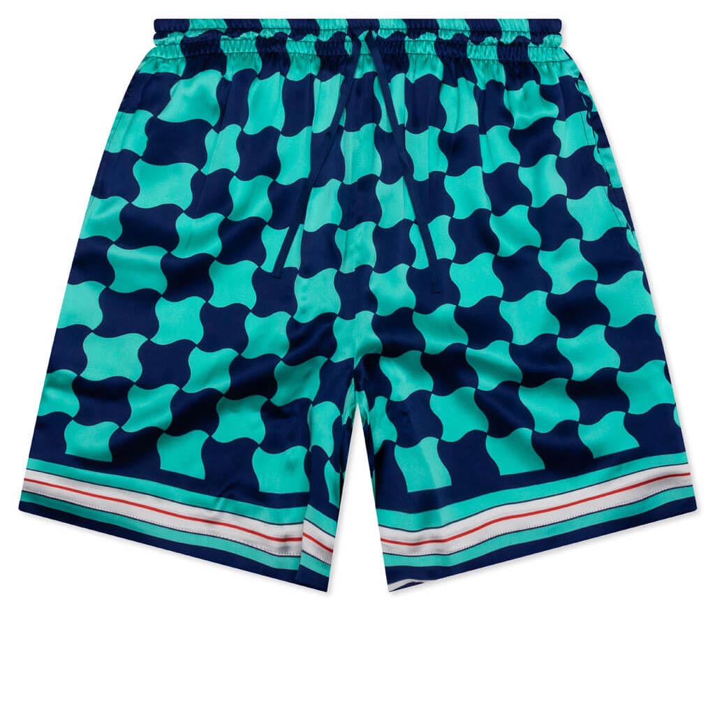 Pool Tile Silk Satin Shorts - Multi