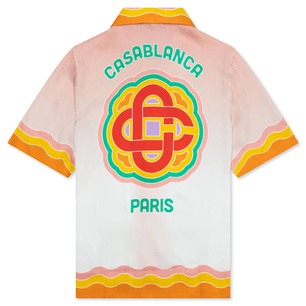 Rainbow Monogram Printed Silk Shirt - White