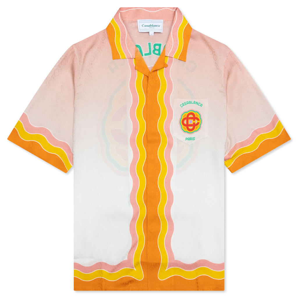 Rainbow Monogram Printed Silk Shirt - White