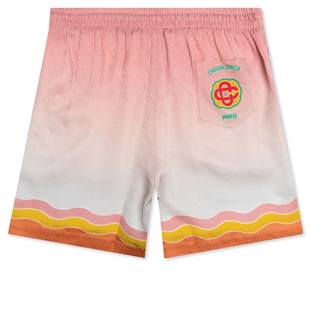 Rainbow Monogram Printed Silk Shorts - White