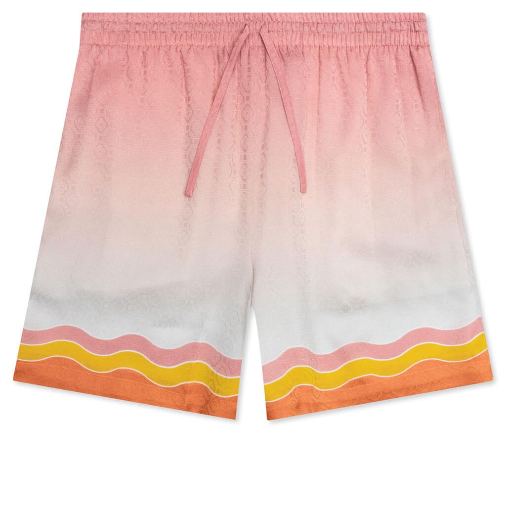 Rainbow Monogram Printed Silk Shorts - White