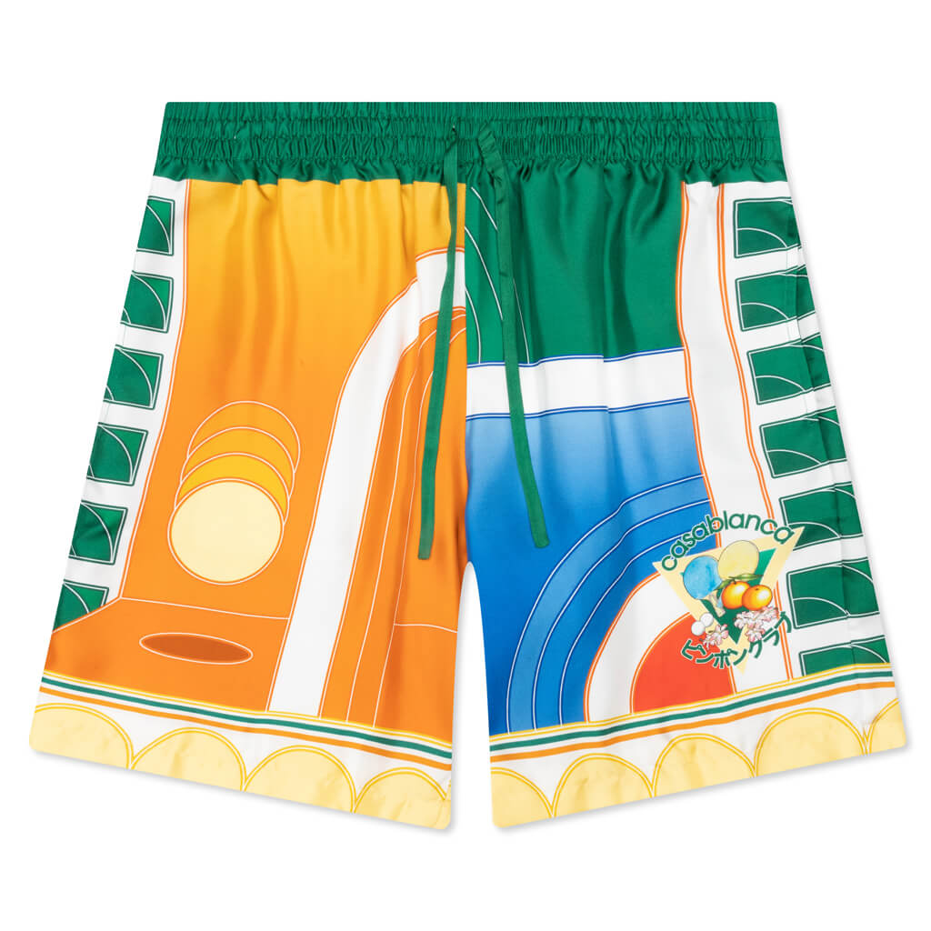 Reve De Tennis Silk Shorts w/ Drawstrings - Multi