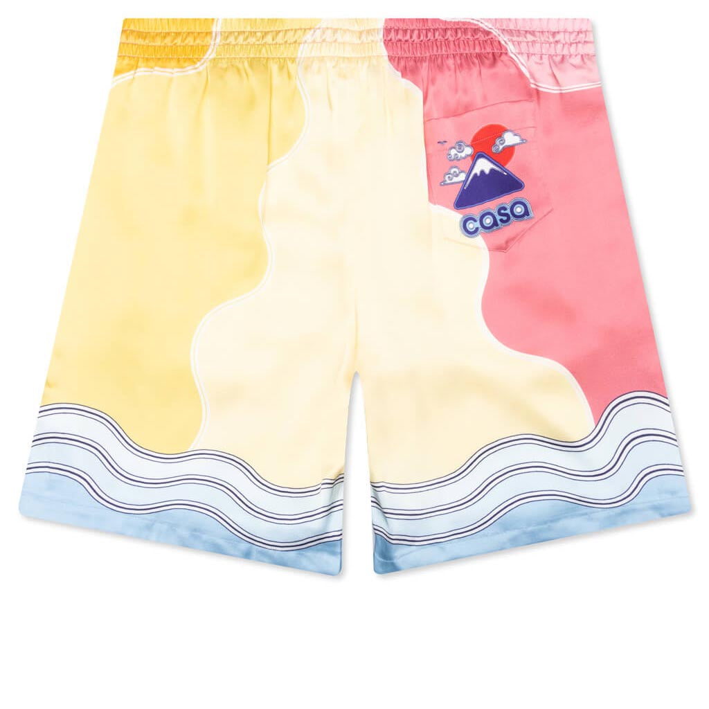Soleil Levant Silk Shorts w/Drawstrings - Multi