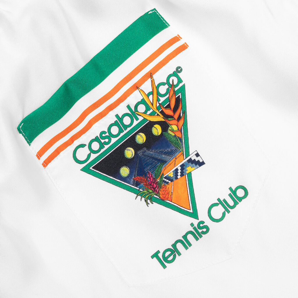 Tennis Club Icon Silk Twill Shorts - White