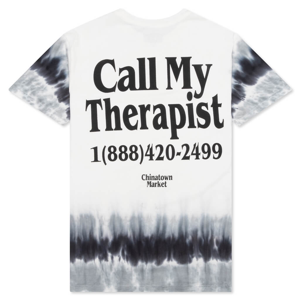 Chinatown Call My Therapist T-Shirt - White/Black Tie-Dye