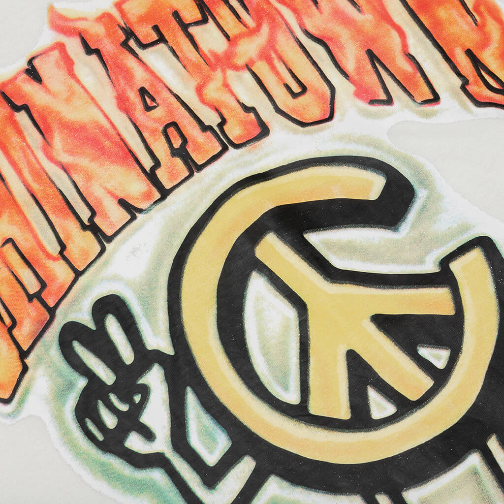 Chinatown Peace Guy Flame Arc T-Shirt - Cream