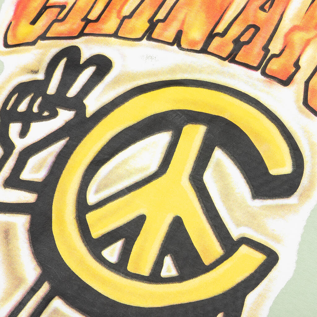 Chinatown Peace Guy Flame Arc T-Shirt - Tea Green