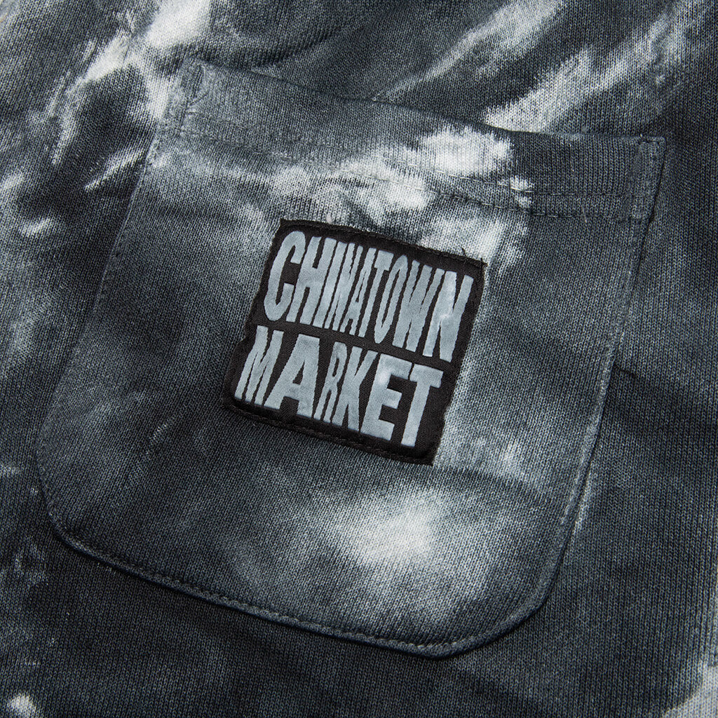 Chinatown Peace Earth Clouds Tie-Dye Sweatshorts - Black